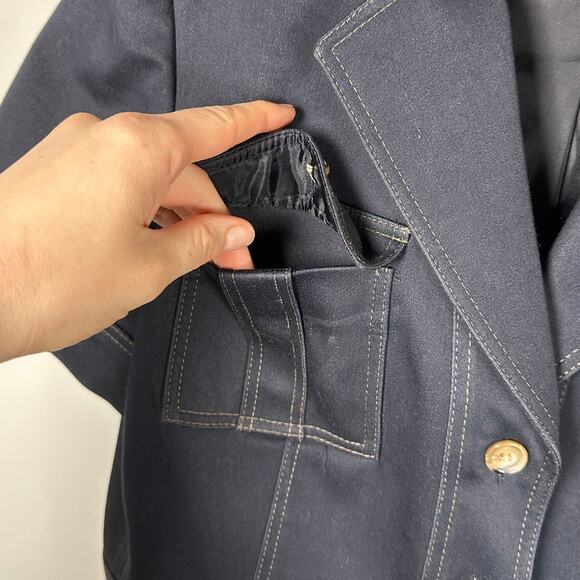 Tahari Arthur S Levine Classics Navy Cotton Button Down Collared Vest Women's 10 - Picture 5 of 7